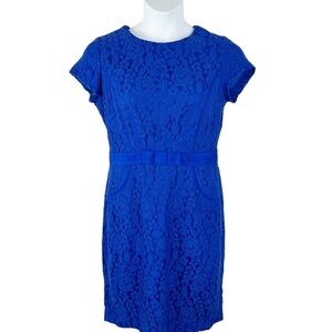 Taylor Blue Floral Overlay Lace Sheath Dress Size 12 Wedding Guest